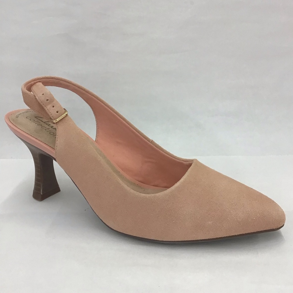 New Womens Step Pump Clark’s Kataleyna Peach Suede Size 8.5 W 261 72745